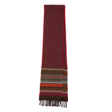 Load image into Gallery viewer, Merino Wool stripe & texture deep red scarf - Fremont in Beetroot - Made in England by Wallace Sewell