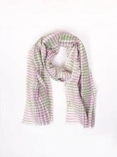 Load image into Gallery viewer, Unisex Linen Scarf, Sage and Lilac Check - Autumn Transitional Wardrobe