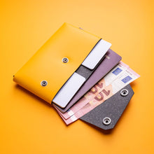 Load image into Gallery viewer, LEMUR Design Recycled Leather Travel Wallet in Yellow