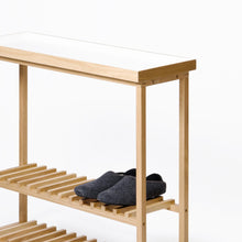 Load image into Gallery viewer, hello storage table, natural oak with white top by wireworks
