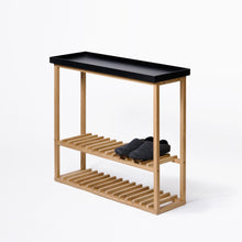 Load image into Gallery viewer, hello storage table, natural oak with black top by wireworks
