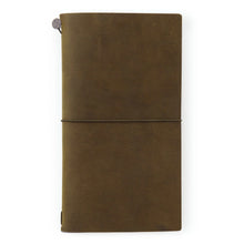 Load image into Gallery viewer, TRAVELER'S COMPANY notebook - olive coloured leather regular size