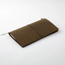 Load image into Gallery viewer, TRAVELER'S COMPANY notebook - olive coloured leather regular size