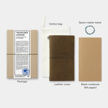 Load image into Gallery viewer, TRAVELER'S COMPANY notebook - olive coloured leather regular size