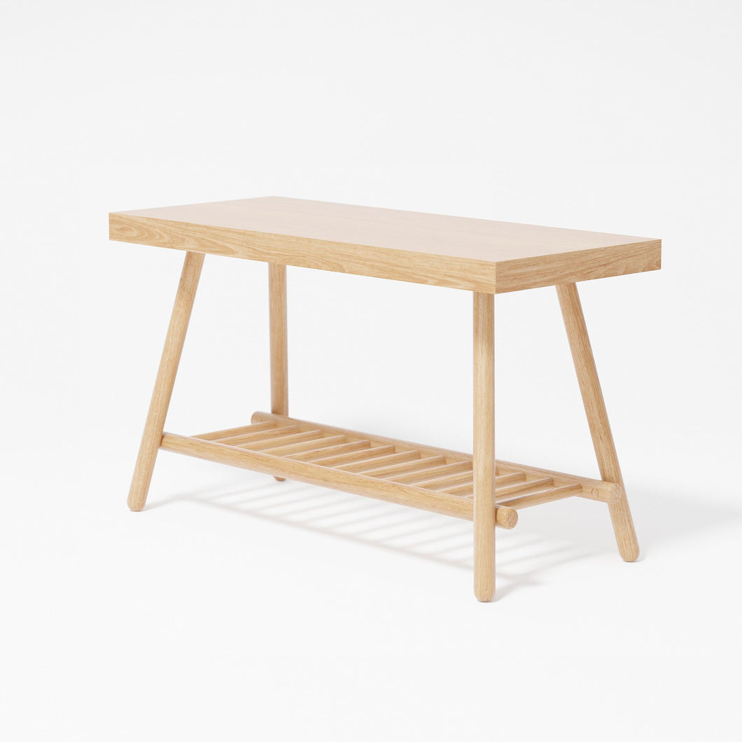 bench 75 seat with storage, natural oak by Wireworks