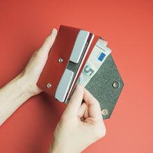 Load image into Gallery viewer, LEMUR Design Recycled Leather Travel Wallet in Red