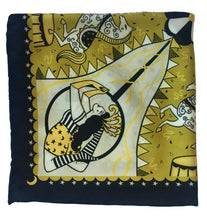 Load image into Gallery viewer, Night Circus unisex 44cm neckerchief scarf or pocket square by Su Owen