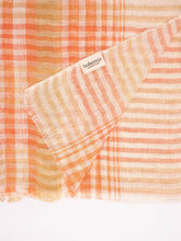 Load image into Gallery viewer, Unisex Linen Scarf, Mustard and Orange Check - Autumn Transitional Wardrobe