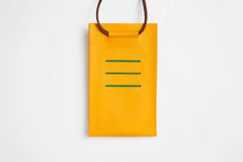 Load image into Gallery viewer, Unisex necklace phone pouch in yellow leather, by Carré Royal, Paris

