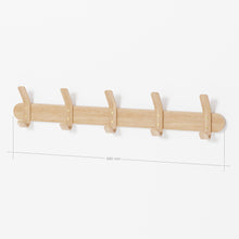 Load image into Gallery viewer, Left hook 5 hanging rack, natural oak by Wireworks
