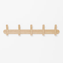 Load image into Gallery viewer, Left hook 5 hanging rack, natural oak by Wireworks
