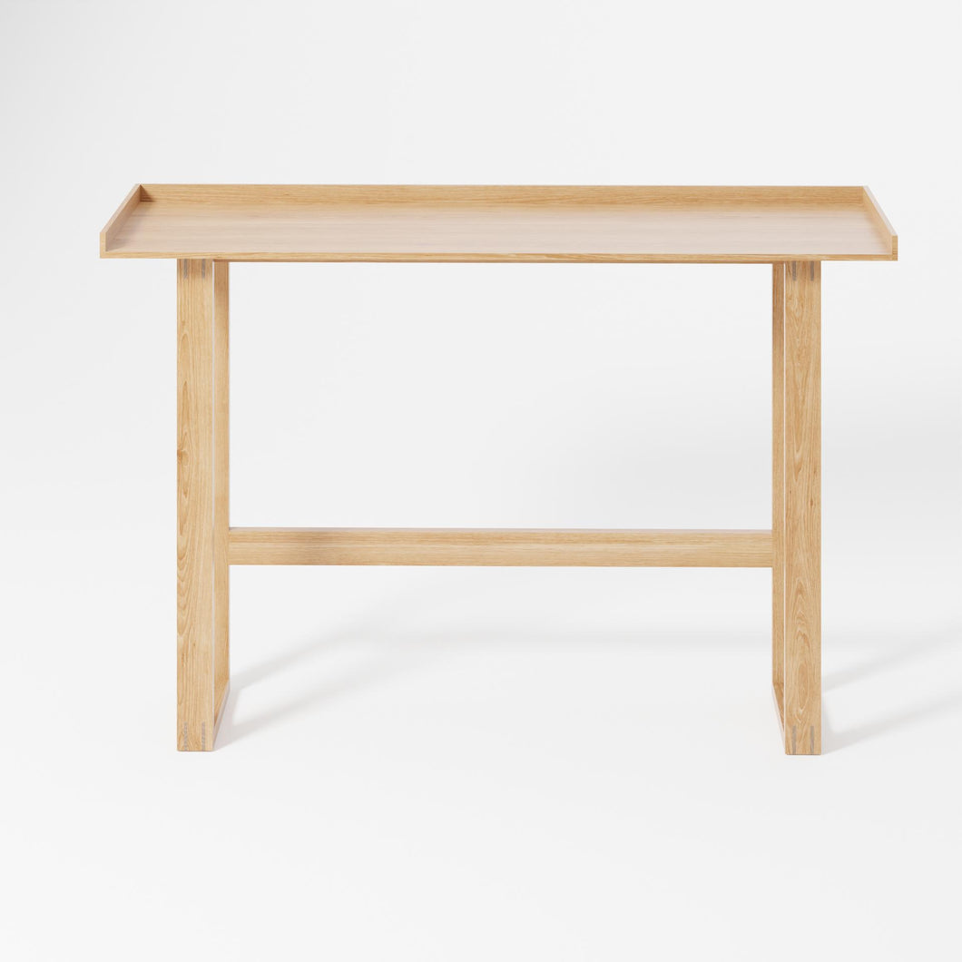 Slim laptop desk or console table, natural oak by Wireworks