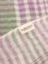 Load image into Gallery viewer, Unisex Linen Scarf, Sage and Lilac Check - Autumn Transitional Wardrobe