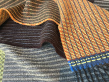 Load image into Gallery viewer, Merino wool stripe pattern scarf in red brown - Chatham leather - Made in England by Wallace Sewell