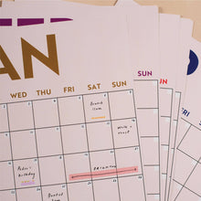 Load image into Gallery viewer, Monthly Undated A3 Wall Planner | 12 Pages | Simply Bright | Good Tuesday