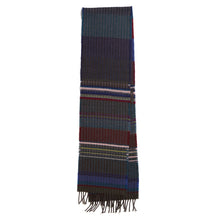 Load image into Gallery viewer, Merino wool stripe and texture scarf in dark blue - Wainscott Coal - Made in England by Wallace Sewell