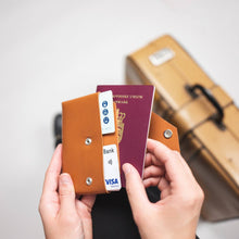 Load image into Gallery viewer, LEMUR Design Travel WALLET: Premium Vegetable Tan Leather in Caramel Brown