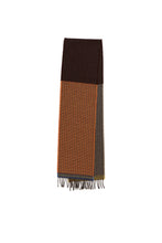 Load image into Gallery viewer, Merino wool stripe pattern scarf in red brown - Chatham leather - Made in England by Wallace Sewell