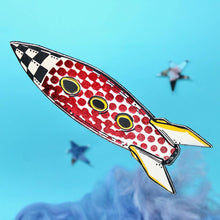 Load image into Gallery viewer, Rocket Bookmark - White & Red on Black - Ark Colour Design