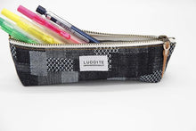 Load image into Gallery viewer, Boat shaped pencil case in Okayama Denim by Luddite Japan.