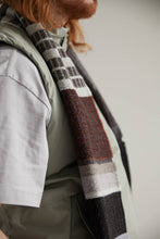 Load image into Gallery viewer, Merino wool stripe and texture scarf in greys - Nyack Brindle - Made in England by Wallace Sewell