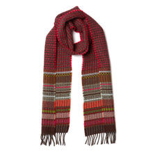 Load image into Gallery viewer, Merino Wool stripe & texture deep red scarf - Fremont in Beetroot - Made in England by Wallace Sewell