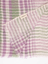 Load image into Gallery viewer, Unisex Linen Scarf, Sage and Lilac Check - Autumn Transitional Wardrobe