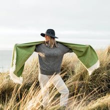 Load image into Gallery viewer, Herringbone Blanket in Cruelty Free Wool by Atlantic Blankets.  Kelp Green - 130 x 200cm
