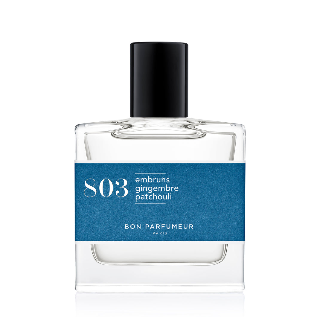 Bon Parfumeur Eau de Parfum 803.  Sea spray, ginger, patchouli - a frosted patchouli. 30ml / 1 fl.oz.
