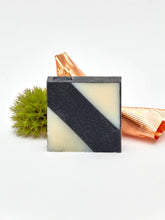 Load image into Gallery viewer, Diagonal Stripe Soap in Grey | Smoked Lemon Fragrance.  By Savonnerie Ciment.
