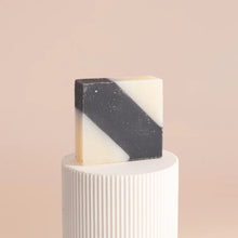 Load image into Gallery viewer, Diagonal Stripe Soap in Grey | Smoked Lemon Fragrance.  By Savonnerie Ciment.
