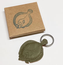 Load image into Gallery viewer, Handmade leather Turbot Fish keyring by Herr PONG Berlin
