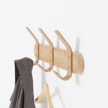 Load image into Gallery viewer, Left hook 3 hanging rack, natural oak by Wireworks
