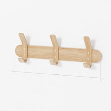 Load image into Gallery viewer, Left hook 3 hanging rack, natural oak by Wireworks
