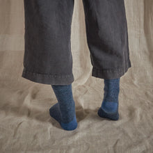 Load image into Gallery viewer, Rove Knitwear blue merino wool rich socks.  Cruelty Free + UK Made. UK 4-7 &amp; 8-11
