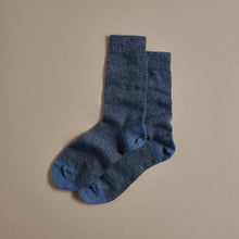 Load image into Gallery viewer, Rove Knitwear blue merino wool rich socks.  Cruelty Free + UK Made. UK 4-7 &amp; 8-11
