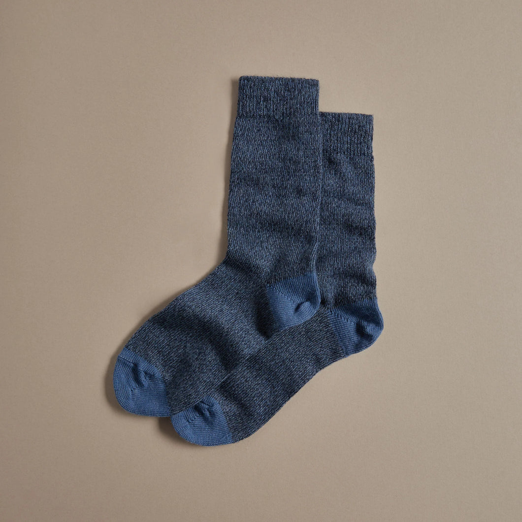 Rove Knitwear blue merino wool rich socks.  Cruelty Free + UK Made. UK 4-7 & 8-11