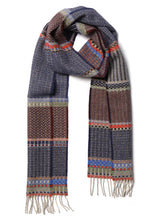 Load image into Gallery viewer, Merino wool multi-colour stripe scarf - Cassia Fossil- Made in England by Wallace Sewell