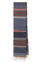 Load image into Gallery viewer, Merino wool multi-colour stripe scarf - Cassia Fossil- Made in England by Wallace Sewell