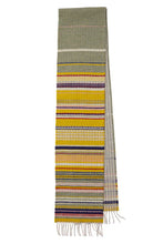 Load image into Gallery viewer, Merino wool multi-colour stripe scarf - Lavanda Goldcrest- Made in England by Wallace Sewell