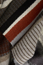 Load image into Gallery viewer, Merino wool stripe and texture scarf in greys - Nyack Brindle - Made in England by Wallace Sewell