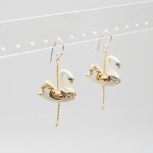 Load image into Gallery viewer, Carousel White Swan Merry-Go-Round Animal Earrings by Hop Skip &amp; Flutter
