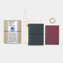 Load image into Gallery viewer, TRAVELER'S notebook - blue coloured leather starter kit - Passport Size
