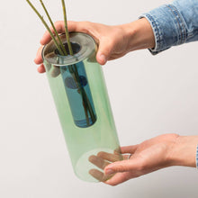 Load image into Gallery viewer, ColorLab Reversible Glass Vase by Block Design - large in Green and Blue