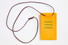 Load image into Gallery viewer, Unisex necklace phone pouch in yellow leather, by Carré Royal, Paris
