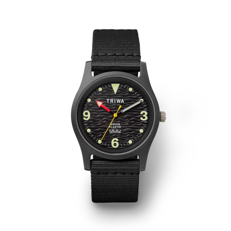 Time For Oceans - recycled ocean plastics field watch by TRIWA.  Octopus Black