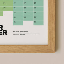 Load image into Gallery viewer, Perpetual Blocks | undated calendar poster size A1 with oak hanger frame | iconic colour combinations | Mat Cuk Design