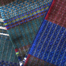 Load image into Gallery viewer, Merino wool stripe and texture scarf in dark blue - Wainscott Coal - Made in England by Wallace Sewell