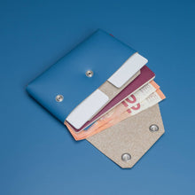 Load image into Gallery viewer, LEMUR Design Recycled Leather Travel Wallet in Blue
