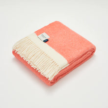 Load image into Gallery viewer, Herringbone Blanket in Cruelty Free Wool by Atlantic Blankets.  Coral - 130 x 200cm
